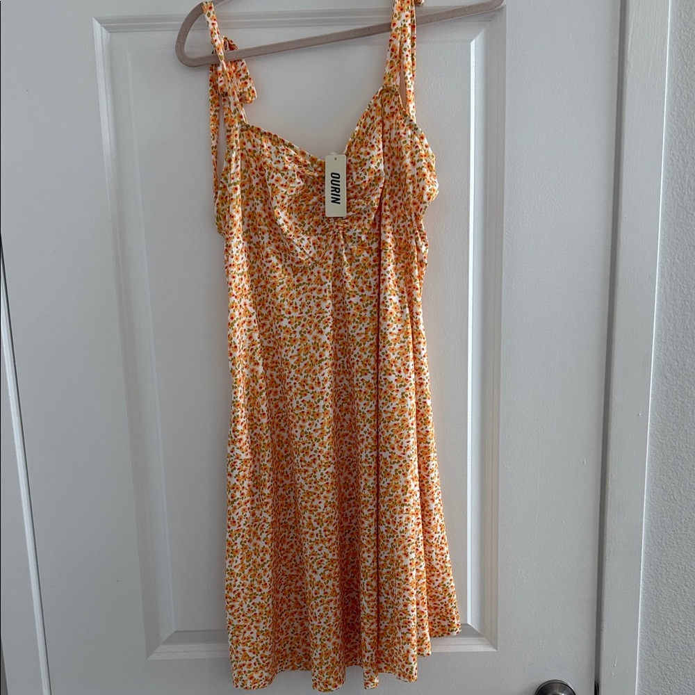 Orange Floral Midi Dress